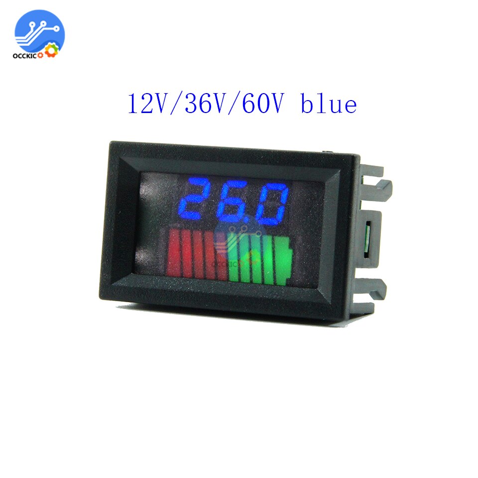 12V/36V/60V 24V/48V/72V 10-segment battery level indicator tester battery capacity digital indicator meter power level signal: 12V 36V 60V blue