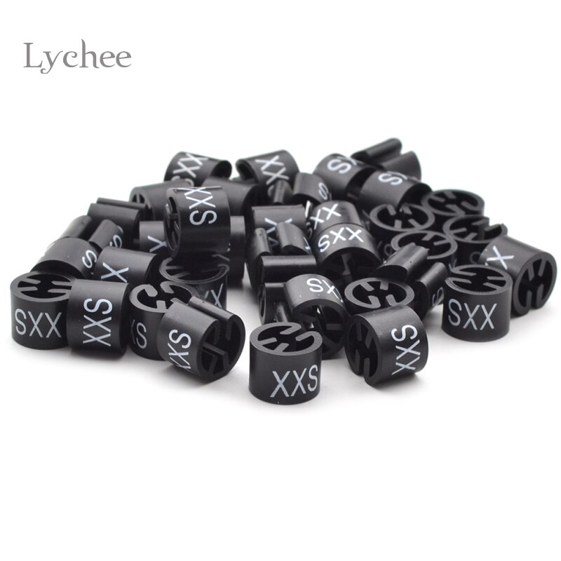 Lychee life 100 stykker sort bøjle sizer tøjmærker markører størrelsesdeler størrelsesmarkør til bøjler xxs -4xl trykt: Xxs