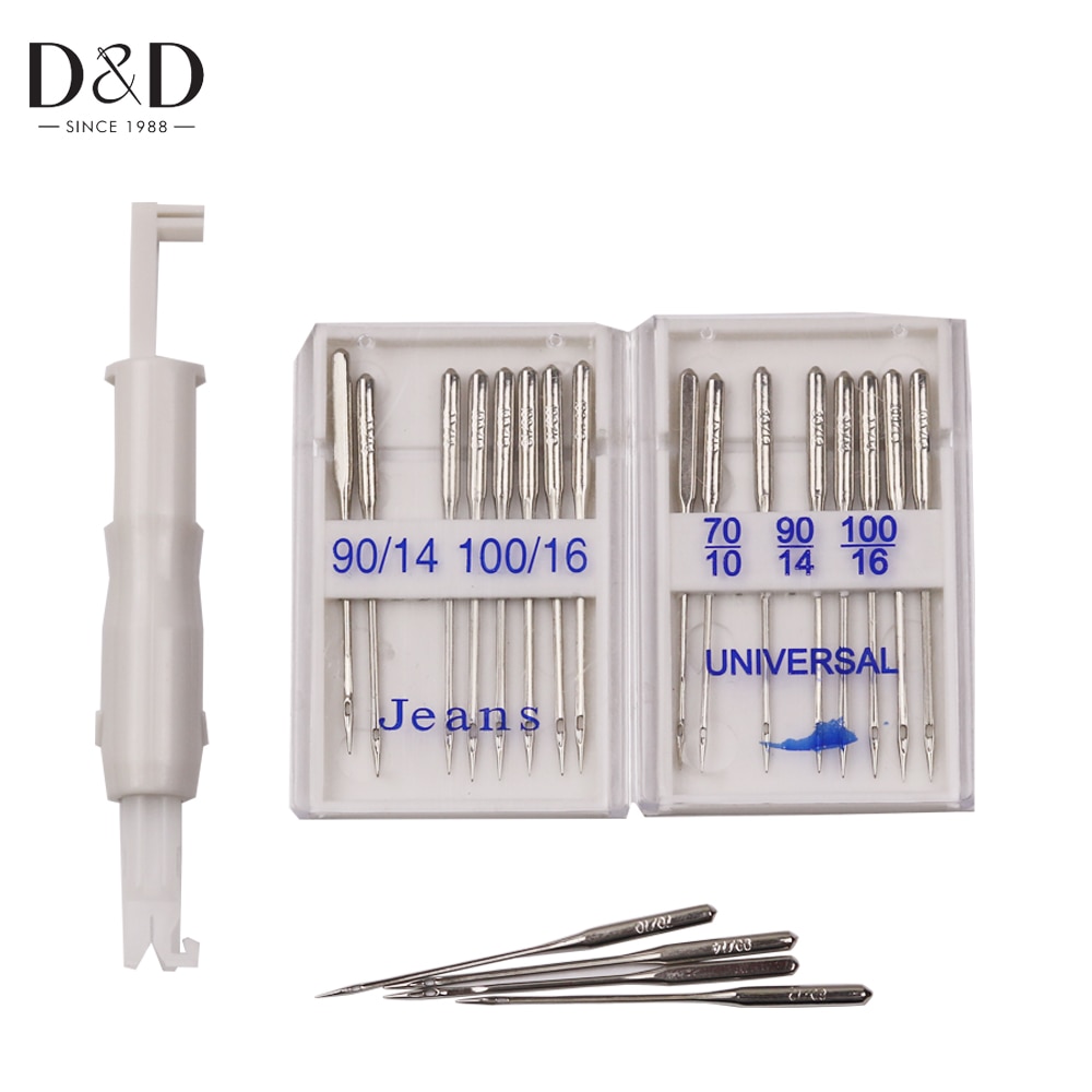 D&amp;D Sewing Kits 20Pcs Mixed Size Jeans Universal Sewing Machine Needles &amp; Needle Threader DIY Sewing Accessories