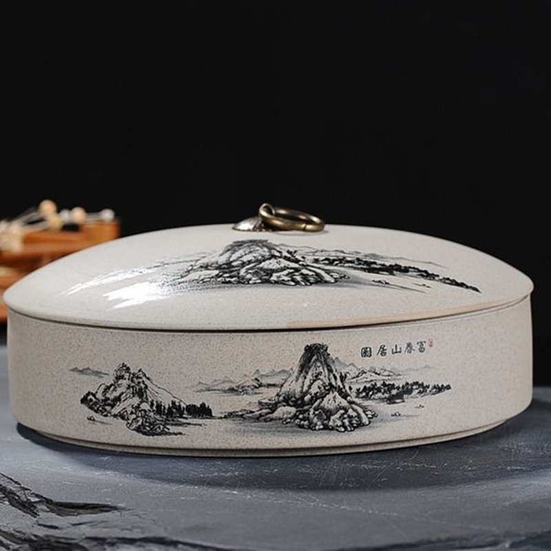 Tea Cake Jar Tea Jar Coarse Pottery Jar Ceramic Cans Seal Cans Laminated Tank Been Nuts Tank Spices Storage Tank Bean Cans: fuchunshanjudanceng