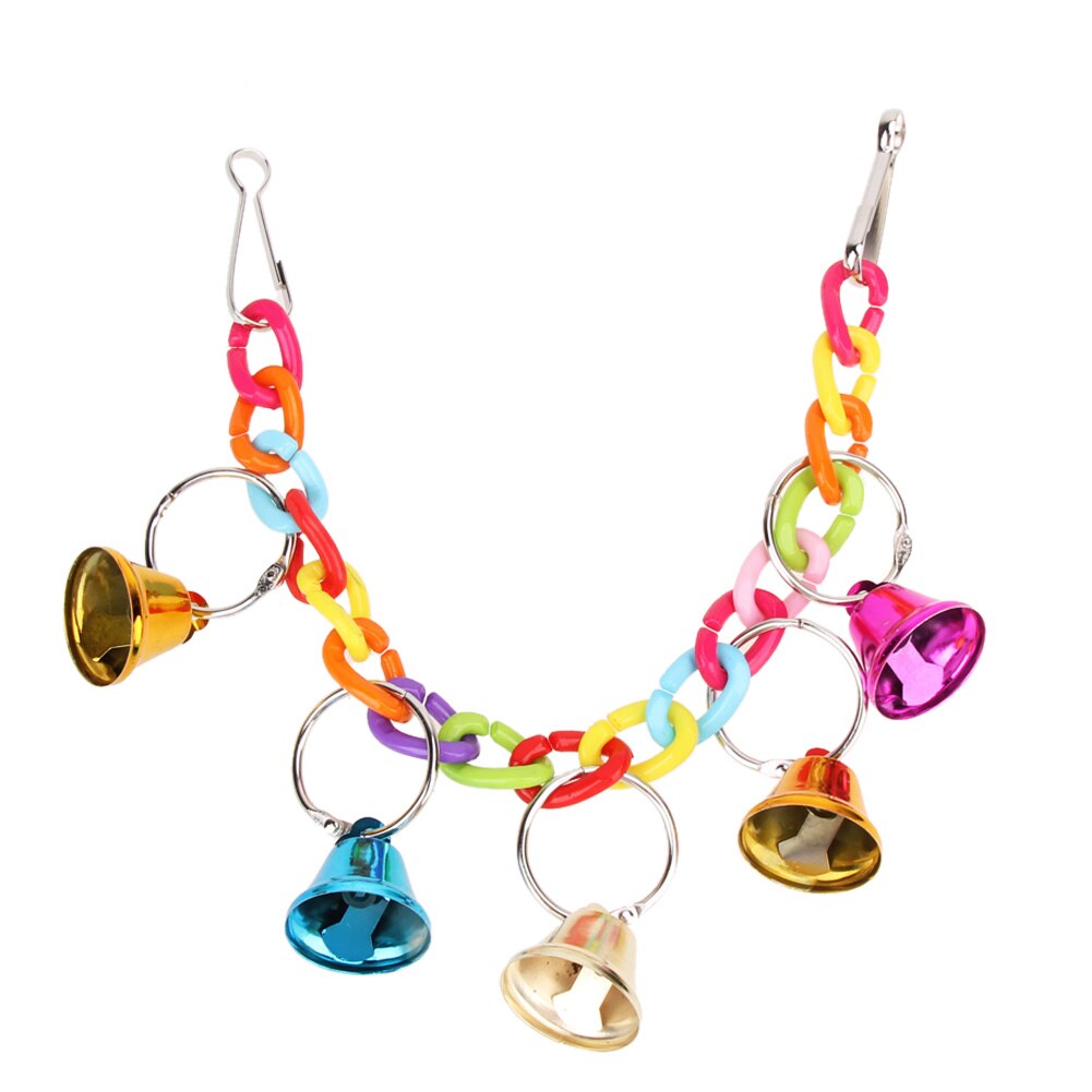 Parrot Toys Macaw Hanging Acrylic with Bells Bites Chew On Cages Cockatoo Stand Rack Swing Bird Toy Pet Product: 09