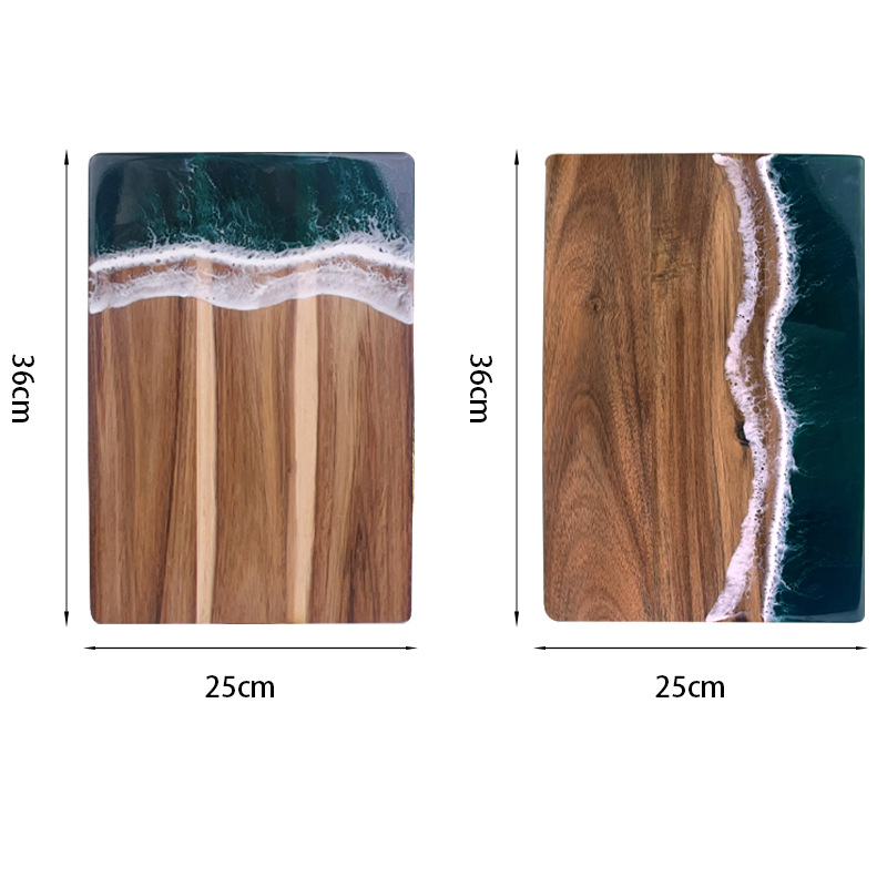 Acacia Wood Cutting Board Resin Blue Wave Pattern for Kitchen acacia wood epoxy resin cutting board cheese board Challah board