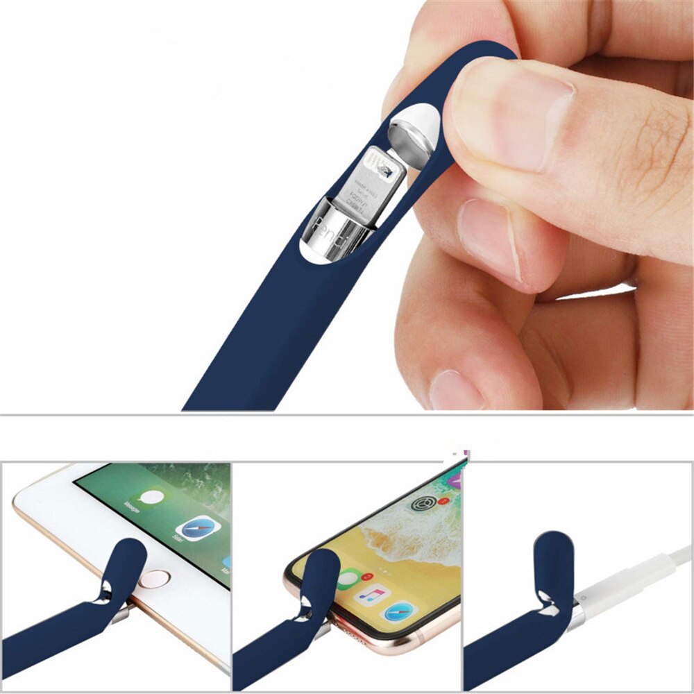 Silicona suave Compatible con Apple Pencil Case Compatible con iPad Tablet Touch Pen Stylus funda protectora a prueba de polvo