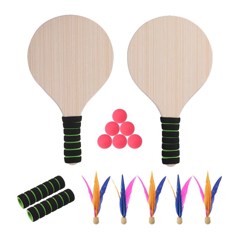 Paddle Ball Game Beach Tennis Pingpong Cricket Badminton Racket Paddles Set Indoor Outdoor Racquet Game (Random Handle Color)