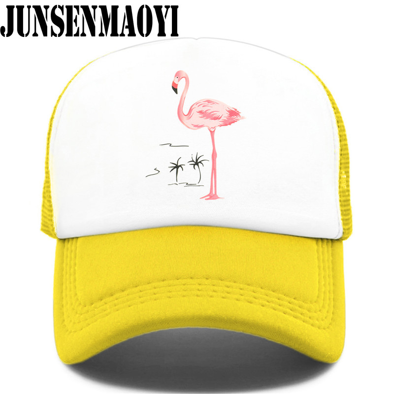 Casquette flamant rose rose pour filles, chapeau d'été, hip hop, en maille, pour femmes et enfants,: S / YELLOW