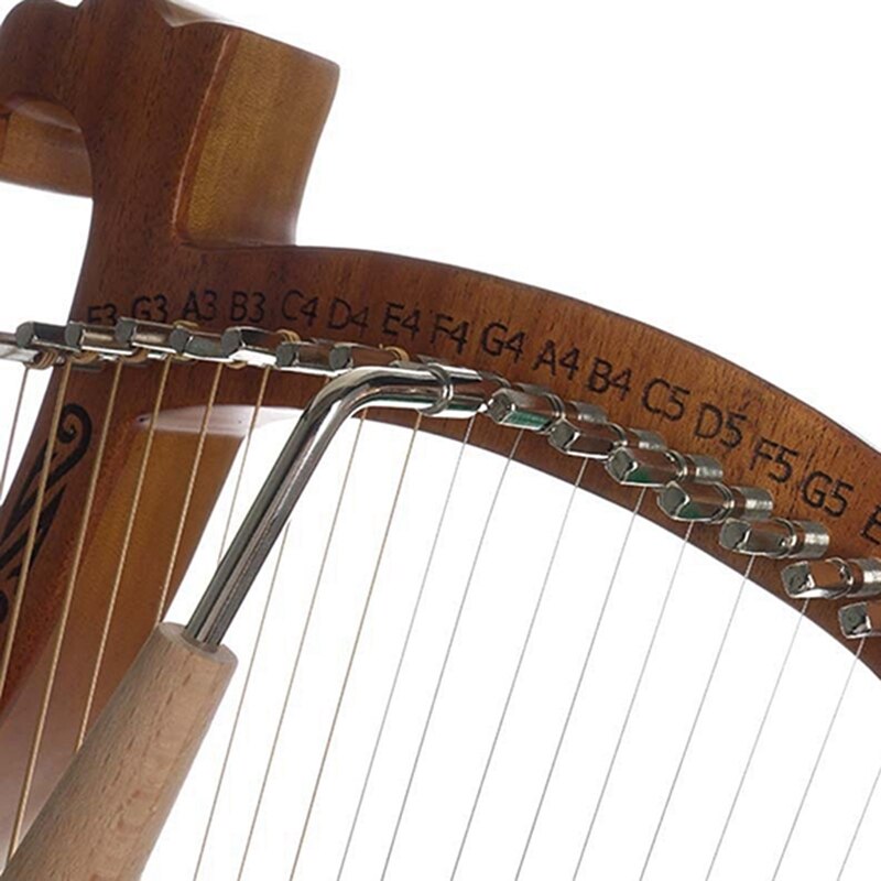 Cute Deer Head Shape Lyre Harp, Portable Mahogany Wood 19 Strings Harp With Tuning Stick for Kids Music Lovers Beginners