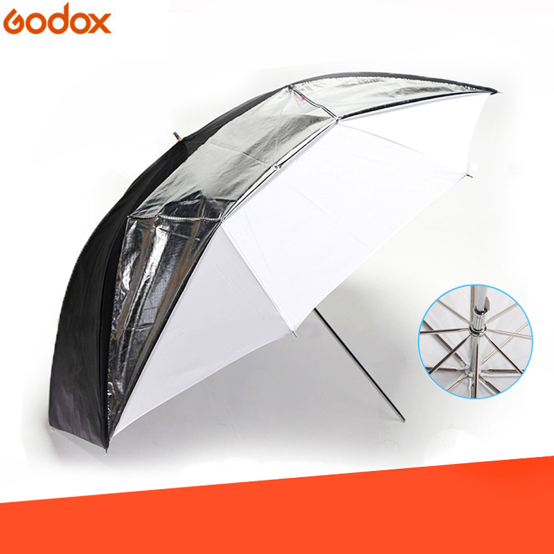 Godox 91cm 36 " dobbeltlags reflekterende og gennemskinnelig sort hvid paraply til studieblitz strobebelysning
