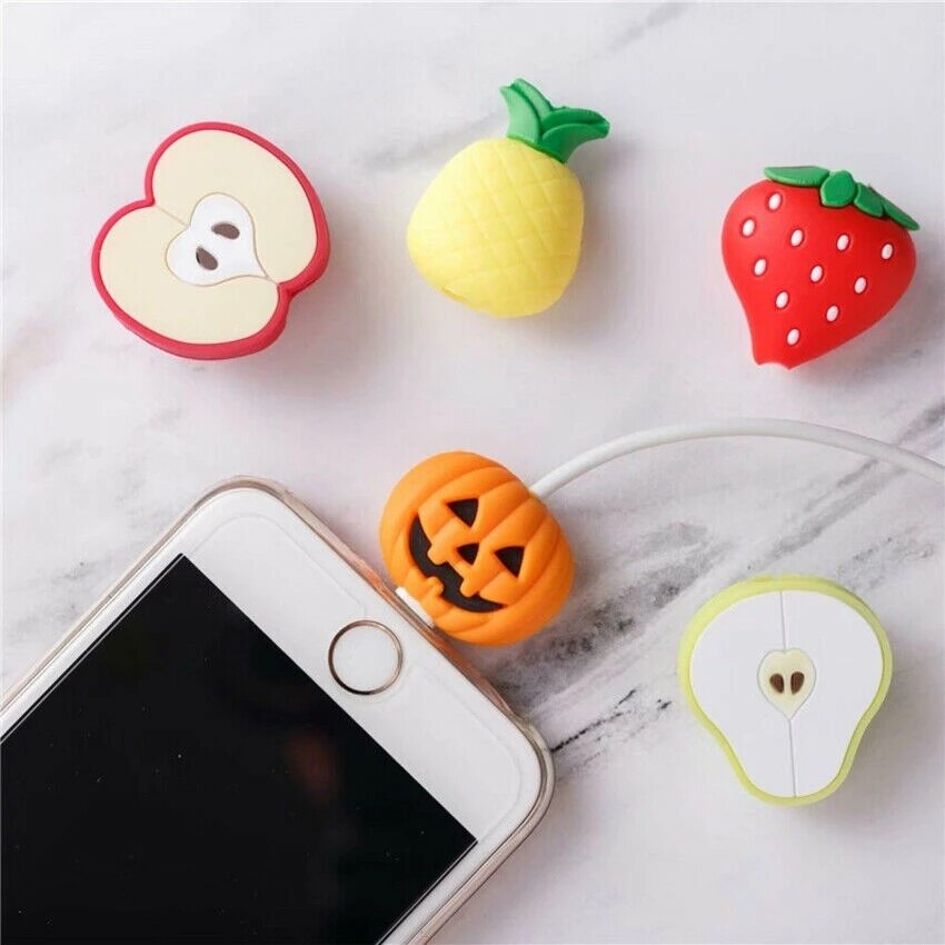 Protecteur de câble de chargeur de téléphone, morsure de Fruit de dessin animé, mignon, cordon souple, accessoires de téléphone, Lightning/MicroUSB/connecteur de Type C