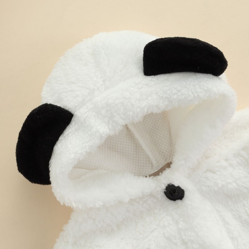 2 pezzi neonato ragazzo ragazza pagliaccetto invernale completi, tuta Fuzzy manica lunga blocco di colore piede bambino con orecchie + sciarpa