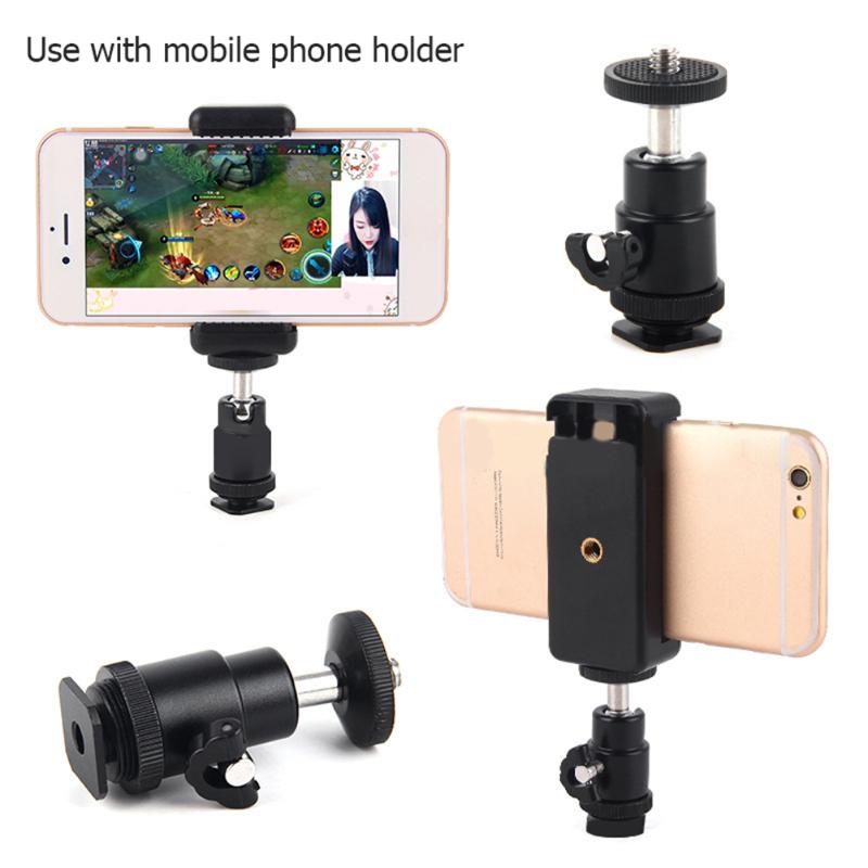 Metalen Flitsschoen Pan Tilt Uitstekende Vakmanschap Goed Duurzaamheid Universele Bal Hoofd andPhone Houder Selfie Clip Mount Stand