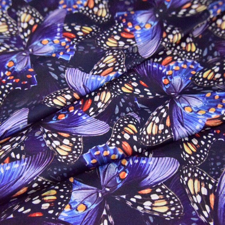 50*145cm Purple Butterfly Print Imitation Acetate Satin Fabric Dress Dress Cheongsam Handmade Diy Fabric