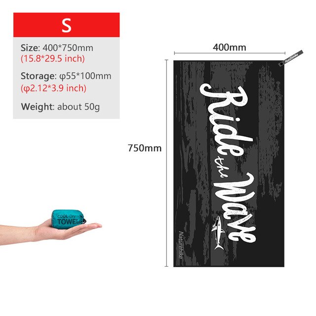 Naturehike Quick Dry Compact Towels Swimming Towel Portable Travel Bath Towel Camping Face Towel Gym Fitness Towel: Black S