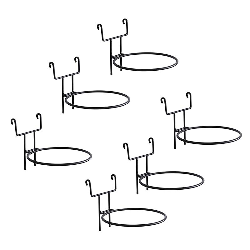 Soporte de maceta de flores colgante de alambre de Metal negro, adecuado para pared de celosía de alambre, juego de 6: Default Title