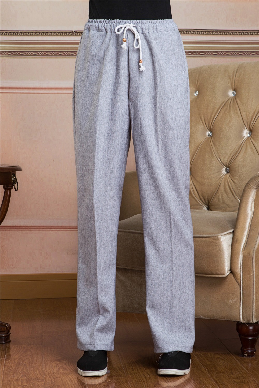 Shanghai histoire mélange lin pantalons décontractés hommes pantalon chinois mâle Kung Fu pantalon chinois traditionnel vêtements pour homme