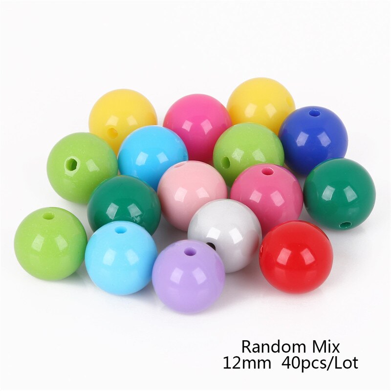 ! 6mm-16mm Diameter Mixed Color Shiny Plastic Acrylic Loose Spacer DIY Round Ball Beads for Jewelry Findings Making: 12mm