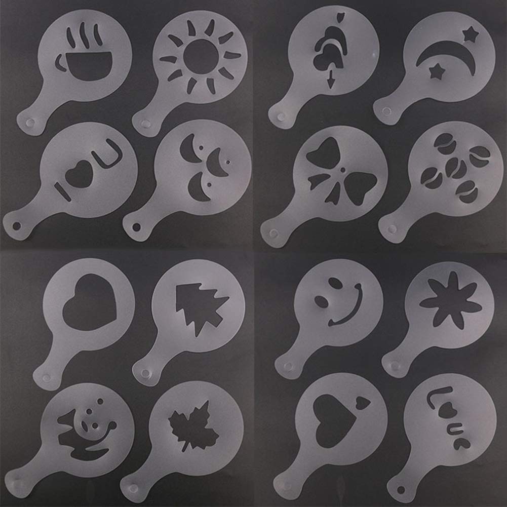 Verschillende Thema 16Pcs Koffie Stencils, Frosted Transparante Koffie Decorating Template Art Stencils Voor Latte Cappuccino: Default Title