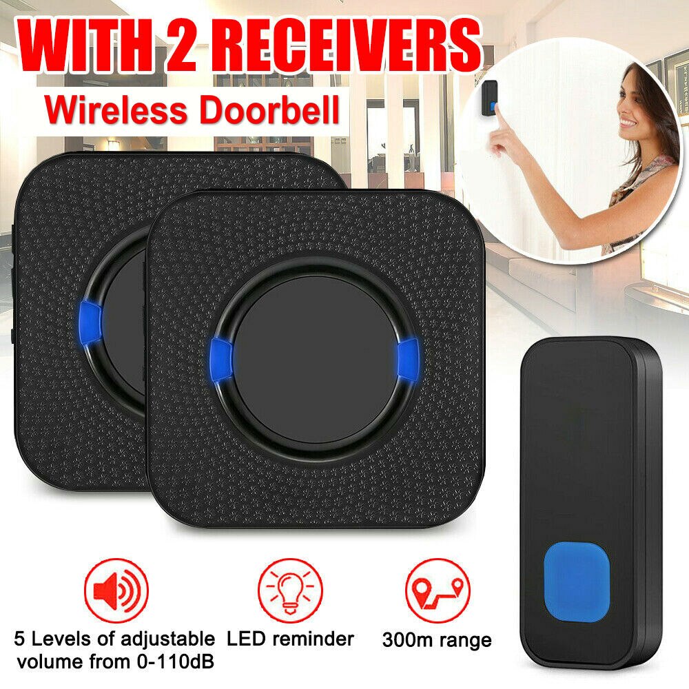 Wireless Door Bell Doorbell Set Digital Remote Control 2 Receivers 55 Chimes Waterproof smart Door Bell