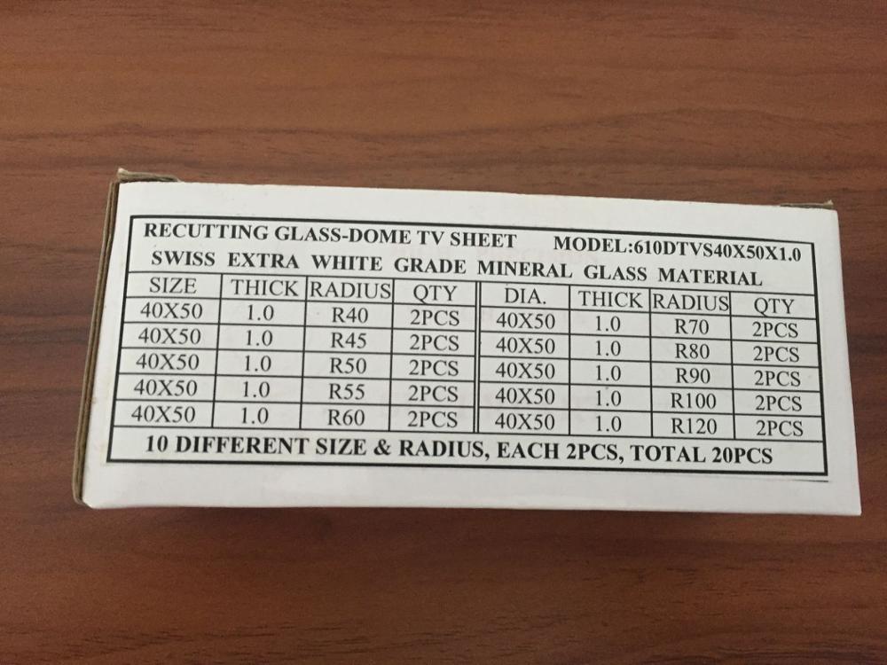 1.0mm Thick Double Dome Rectangular Watch Mineral Glass Crystals Curved 40x50mm