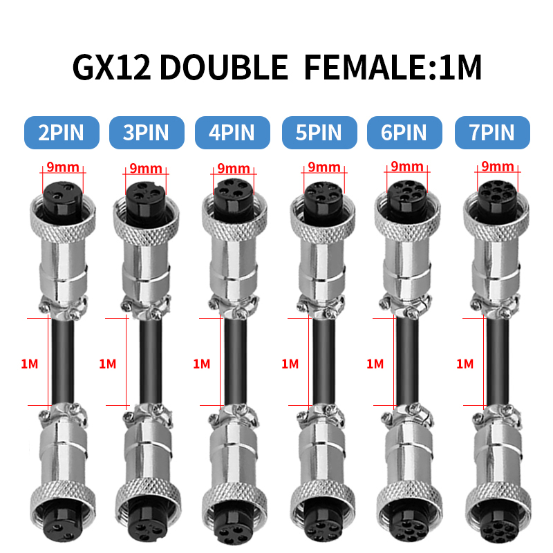 1PCS GX12 Auto Waterproof Connectors 2-7 Pins with Power Cable Line Socket Plug—Suitable for Industrial Machinery and Equipment: MULTI / 2P