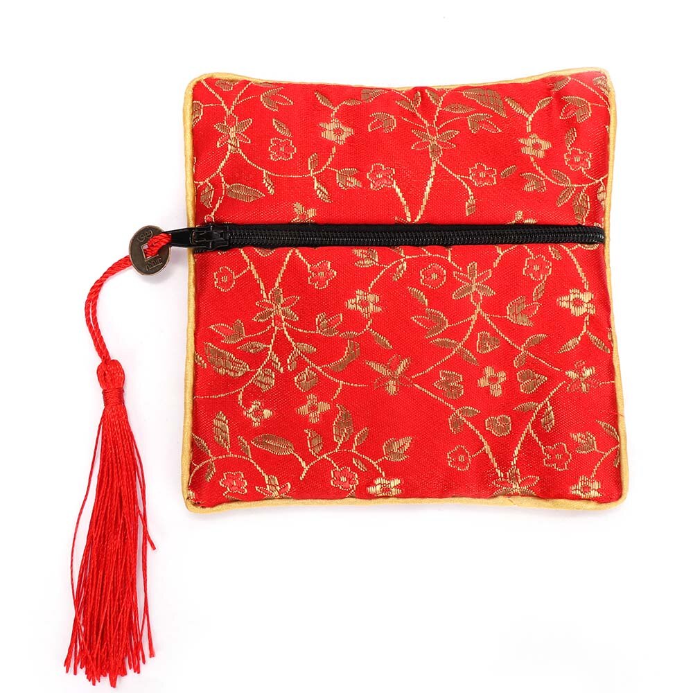 1 stk silke brokade skumring stoff floral smykkepose emballasje trendy utsøkt kvartett håndvesker smykketips bag