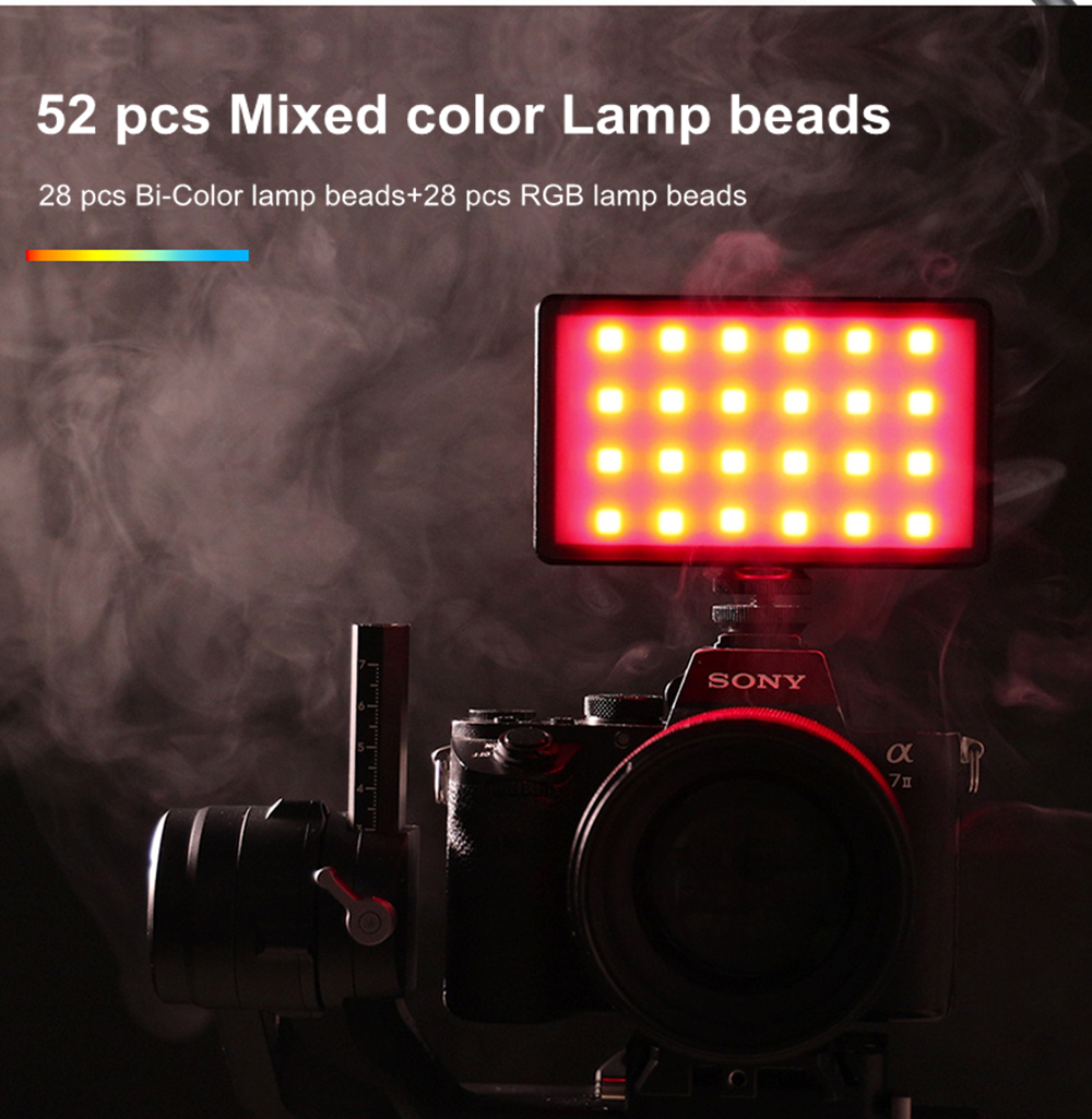 Weeylite rb08p rgb 2500k-8500k mini vídeo led luz de preenchimento portátil bateria embutida para estúdio de câmera de foto