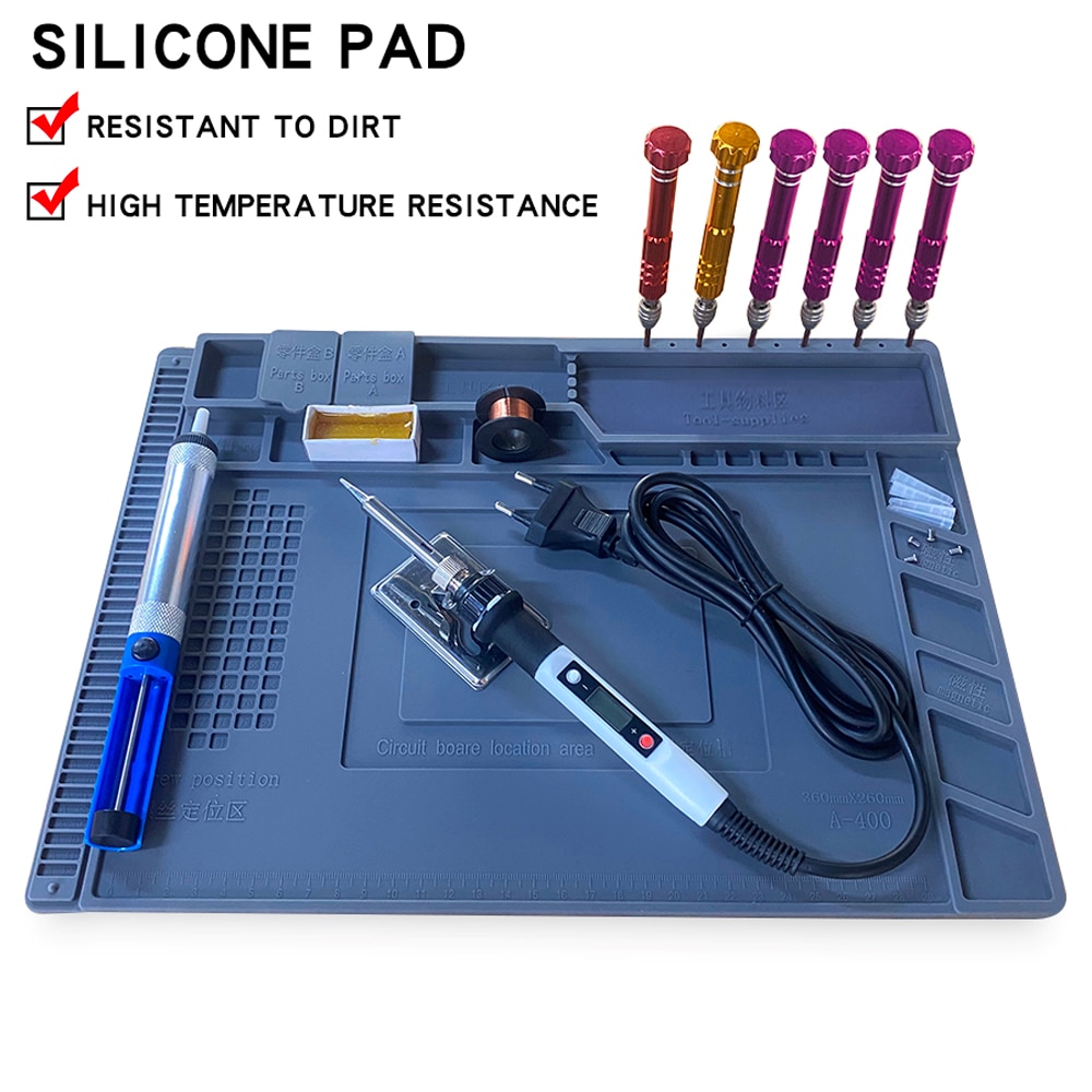 S-160 Siliconen Pad Bureau Platform 45X30Cm Voor Soldeerstation Iron Telefoon Pc Reparatie Mat Magnetische Isolatie geen Lood