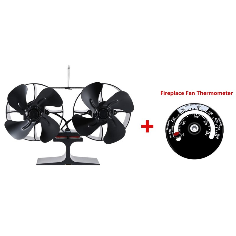 Ecofan-ventilador de 4 aspas para estufa, sistema de ventilado de para quemador de madera, silencioso, seguro y ecológico, para la chimenea del hogar: 8 with thermometer