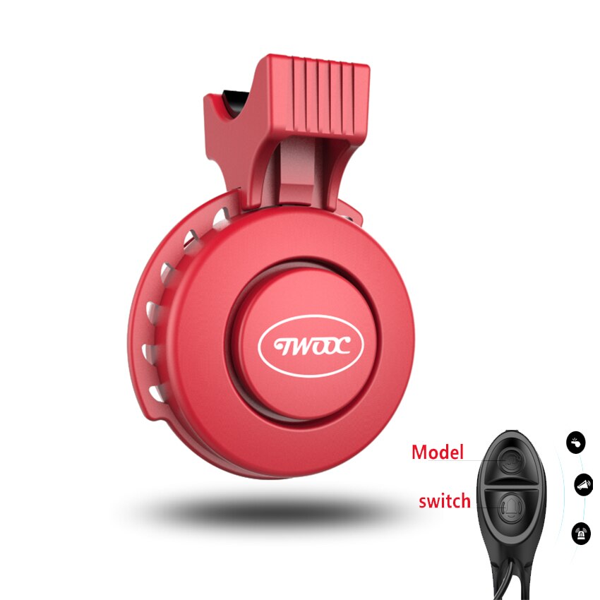 120db Loud Volume USB Rechargeable Waterproof Electronic Bicycle Horn Loud Volume Alarm Cycling Handlebar Electric Bike Ring: Red