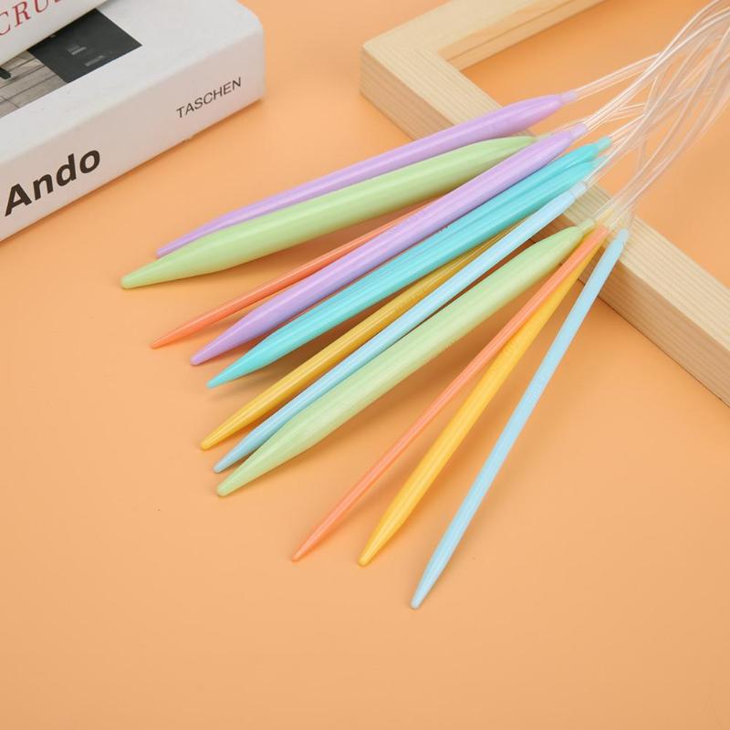 12 Pairs Plastic Circular Knitting Needles Ring Needle Set Sweater Scraf Knitting Weaving Tool Crochet Knitting Needles