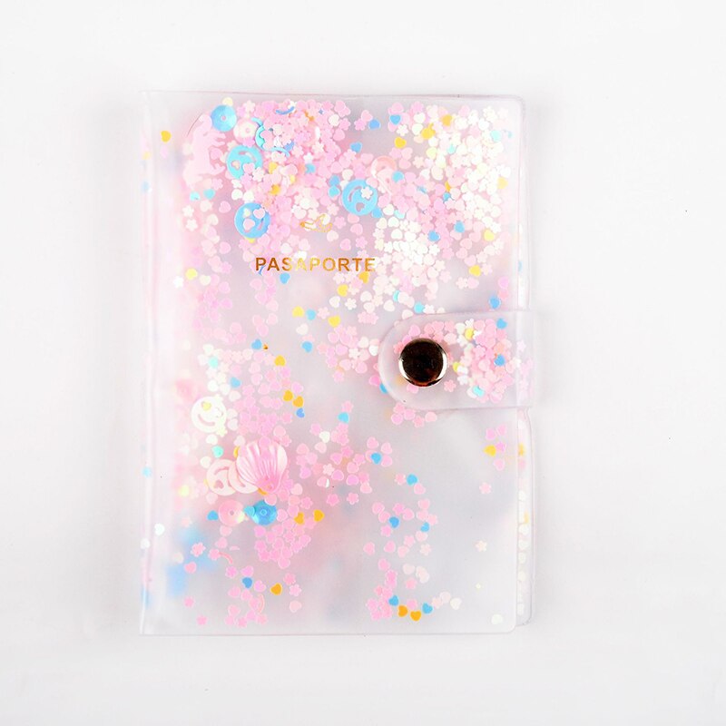 passeport à paillettes couvre accessoires de voyage carte de crédit bancaire ID sac passeport porte-affaires Paillette femmes PVC étui portefeuille: pink