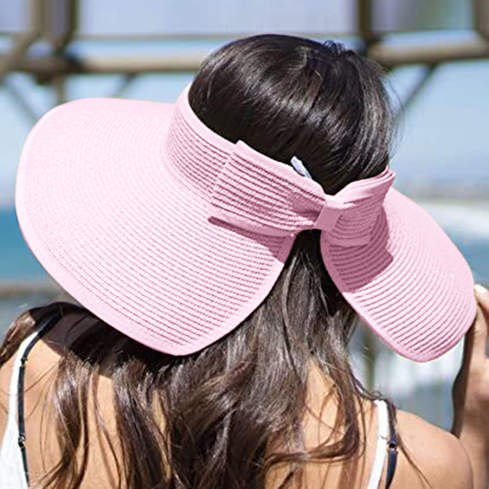 Foldable Wide Brim Floppy Girls Straw Hat Sun Hat Beach Women Simple Summer Hat Uv Protect Travel Cap Lady Cap Female L5
