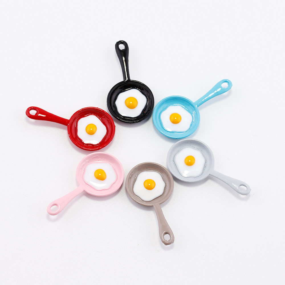 10PCS Fried Egg Omelette In Pan Saucepan Enamel Metal Alloy Pendants Charms for Bracelet Earring Diy Jewelry Making Supplies
