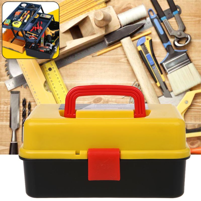 3 Layer Folding Tool Storage Box Portable Hardware Toolbox Multifunction Car Repair Container Case Thickening folding rods