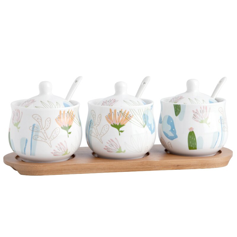 Kitchen supplies ceramic oil pot seasoning pot set seasoning box salt sugar bowl pepper sauce vinegar jars WJ022428