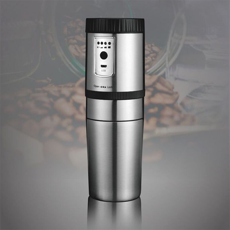 Bærbar kaffemaskine, mini halvautomatisk kaffemaskine kompakt kaffemølleudstyr rustfrit elektrisk opladeligt espres