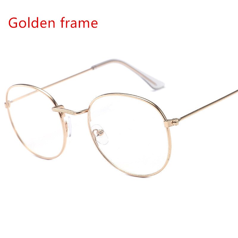 round women's glasses frame classic metal frame optical glasses transparent computer oval eyeglasses frame reading: gold