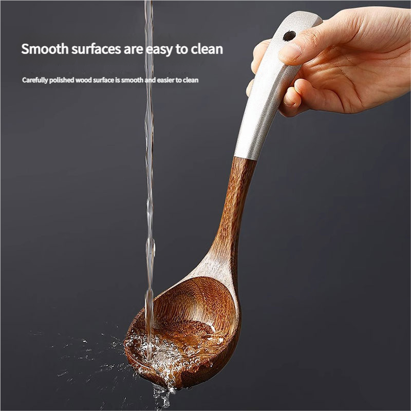 5 stk. sett med kjøkkenredskaper i naturlig tre, stekespade, skje, kjøkkenutstyr, middag, mat, wok, spade, kjøkkenutstyr