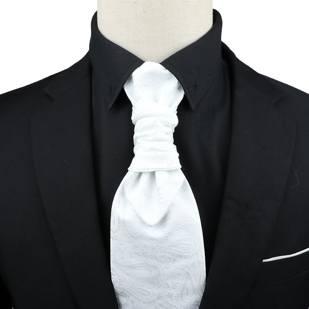 Corbata de Ascot de Cachemira de lujo para hombre, corbata de esmoquin para boda, de negocios, corbata de 10CM con patrón Vintage, accesorios para caballero: Azul