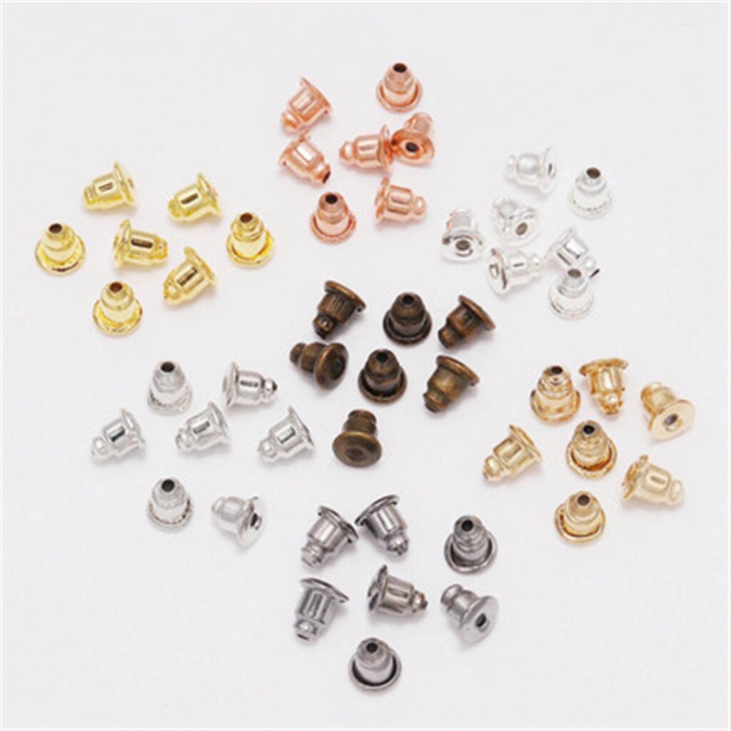 200 Pcs/Lot Bullet Earring Backs PlugDIY Blocked Caps Earring Accessories Stopper Scrolls Jewelry Findings