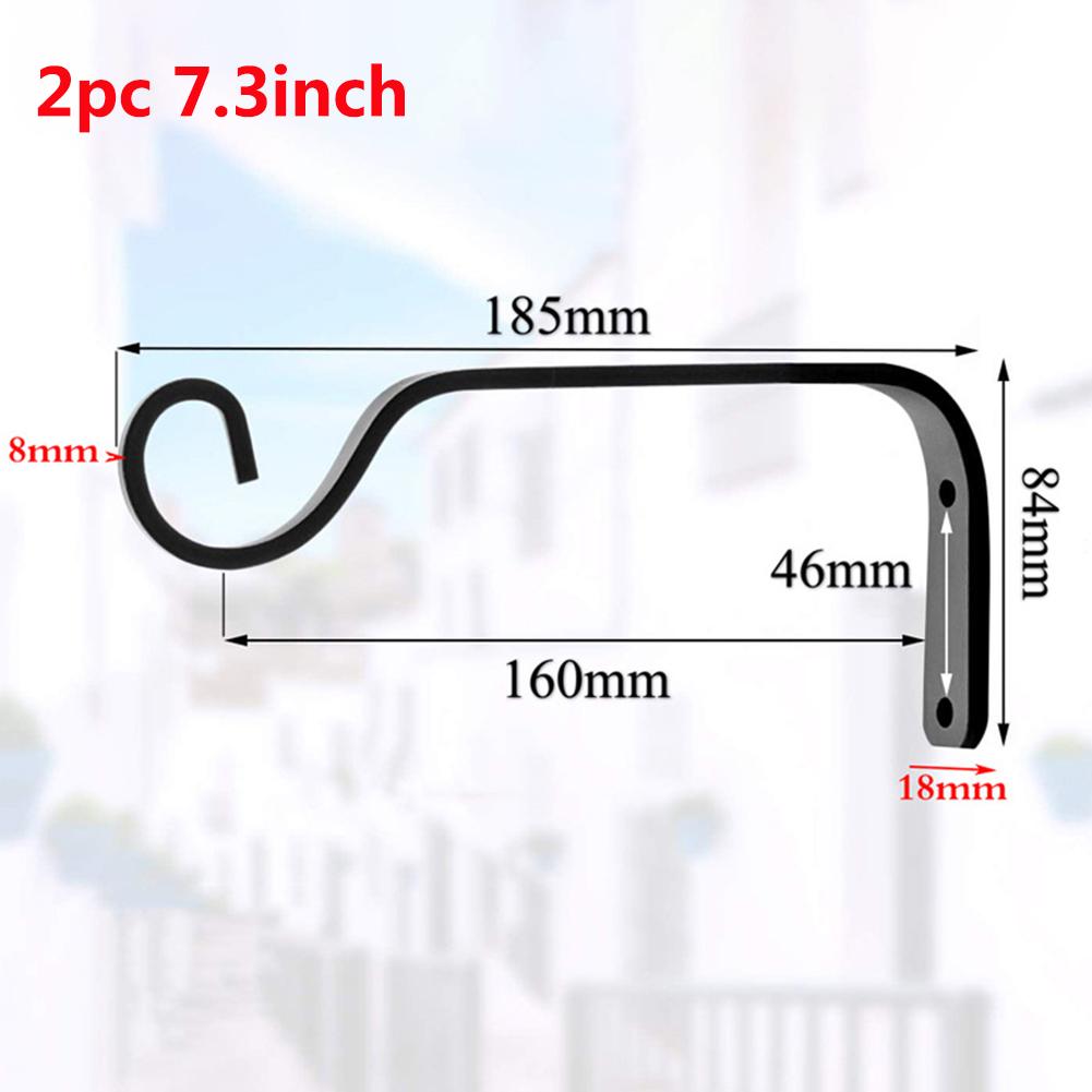 Lanterne suspendue avec crochet en fer forgé, support mural pour Pot de fleur, panier suspendu pour jardin lumineux: 2pcs 7.3inch