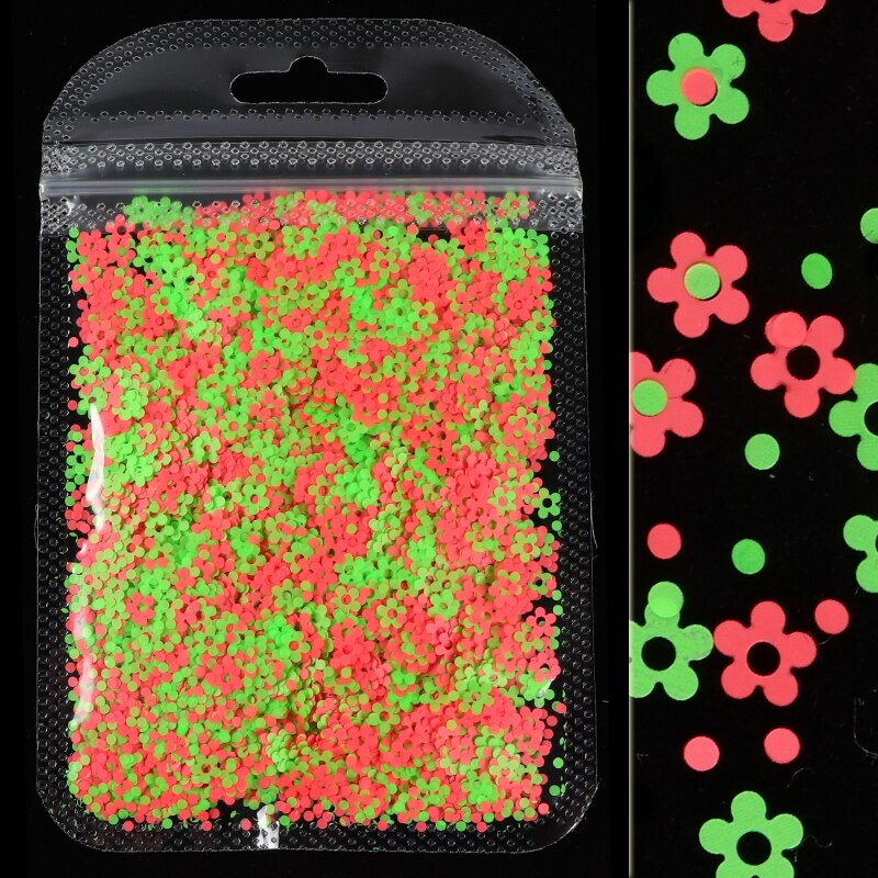 4MM Neon Flower Nail Art Sequins Decoration Fluorescence Glitter Flakes Sparkly Mixed Colors Slices Polish Manicure Accessories: YGMH-HL