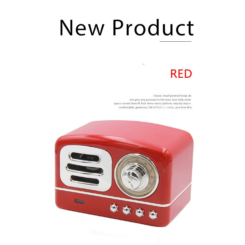 Retro Bluetooth Speaker Radio Portable Mini Wood Grain Subwoofer Plug In Card Mobile Phone Mini Audio: Red