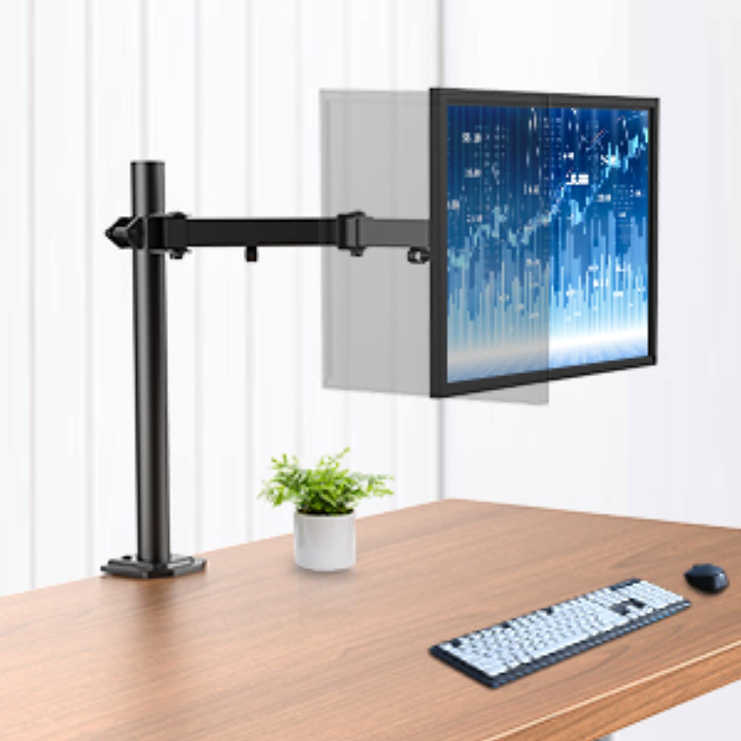 Brazo de Monitor individual, Base de Monitor ajustable de altura para pantallas LCD LED de 13 "- 32", 2 opciones de montaje, VESA 75/100