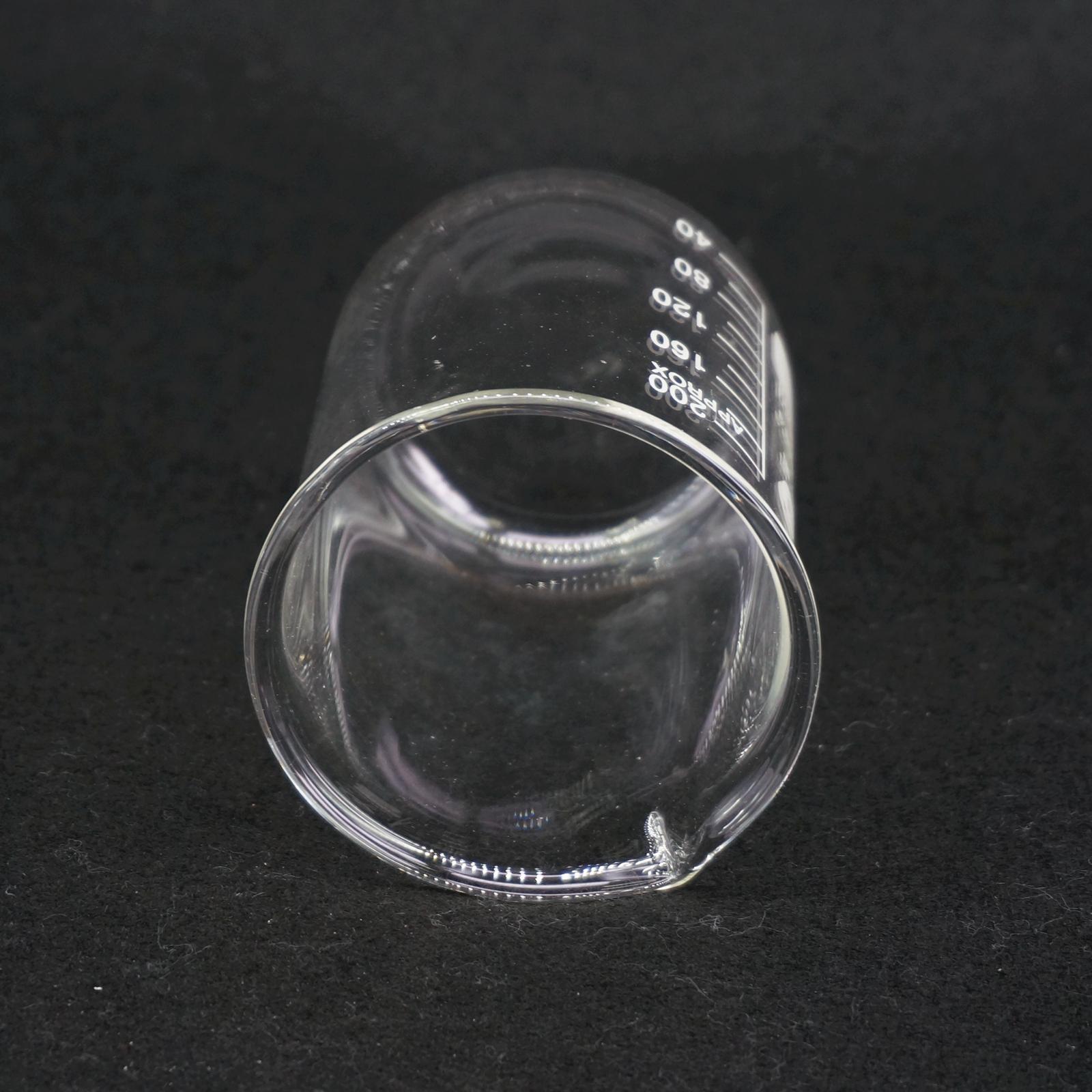 Gobelet de laboratoire en verre Borosilicate, de forme basse, Transparent, épaissi, avec bec verseur, 200ml