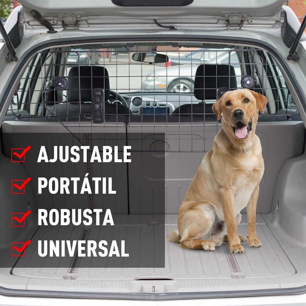 PawHut Rejilla Separador Perro Coche Extensible Universal Reja de Seguridad Barrera para Perro para Cabeza 89-122x41cm Acero
