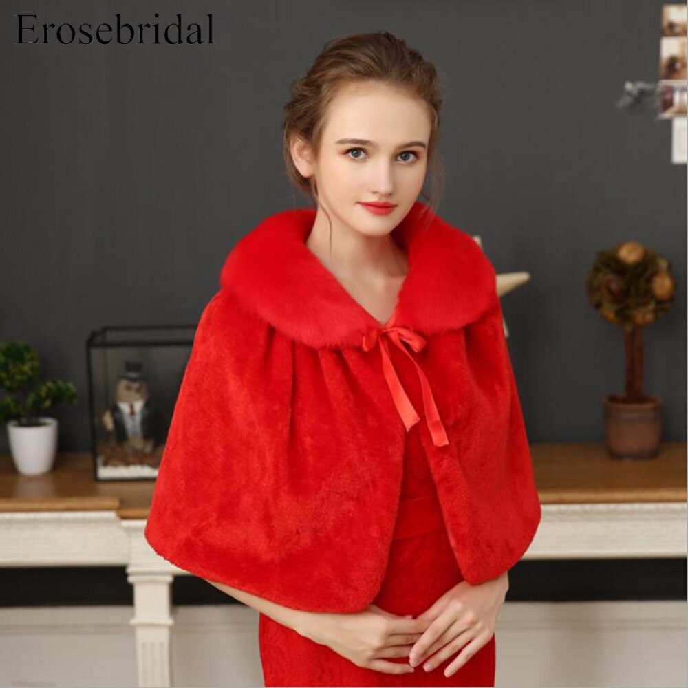 White Bridal Wraps Fur Wedding Jacket Winter Warm ... – Grandado, image size:1000x1000