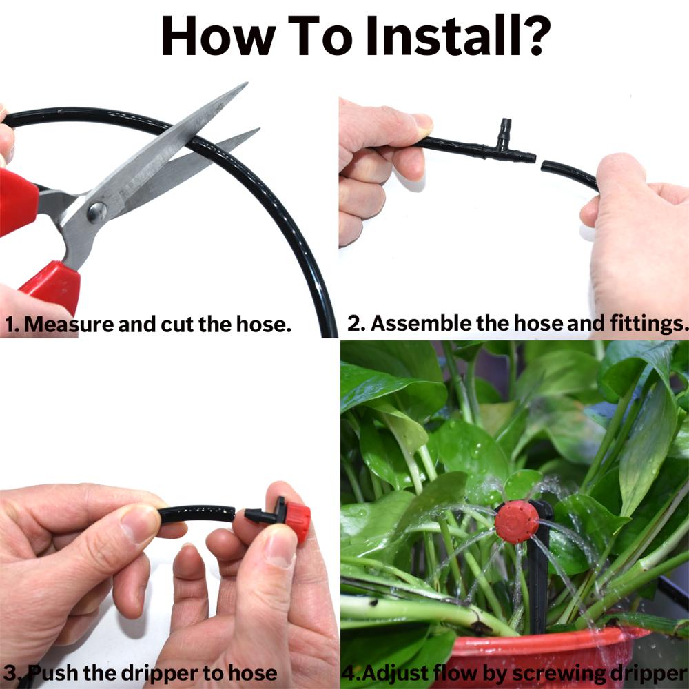 25M DIY Drip Irrigation System Automatic Watering Irrigation System Kit Garden Hose Micro Drip Watering Kits Adjustable Dripper