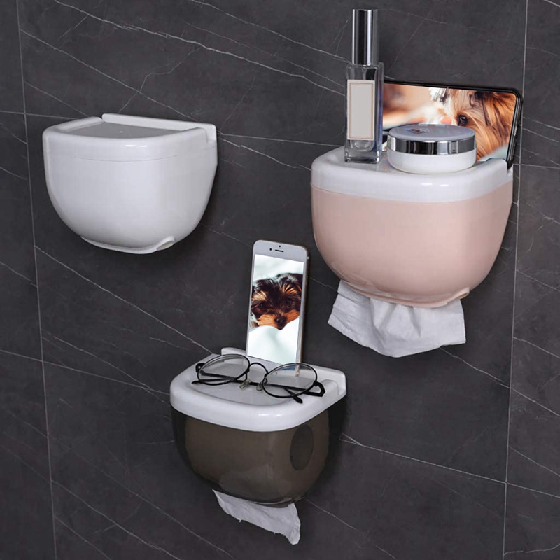 Vandtæt toiletpapirholder mobiltelefon opbevaring hylde vægmonteret rack