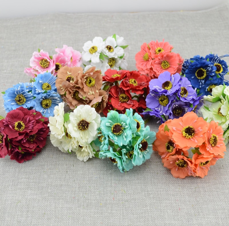 6 Stks/partij Cherry Blossom Kunstbloemen Trouwauto Vaas Voor Thuis Decoratie Bruid Boeket Handgemaakte Zijden Planten