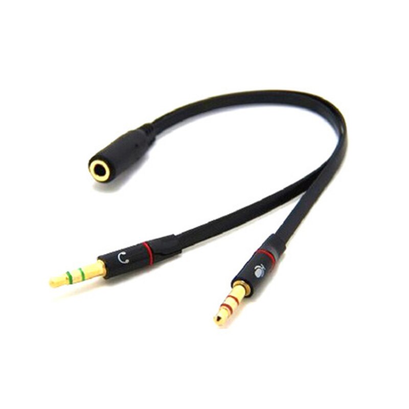 3.5 mm sorte hovedtelefoner høretelefoner lydkabel mikrofon y splitter adapter 1 hun  to 2 han tilsluttet ledning til bærbar pc